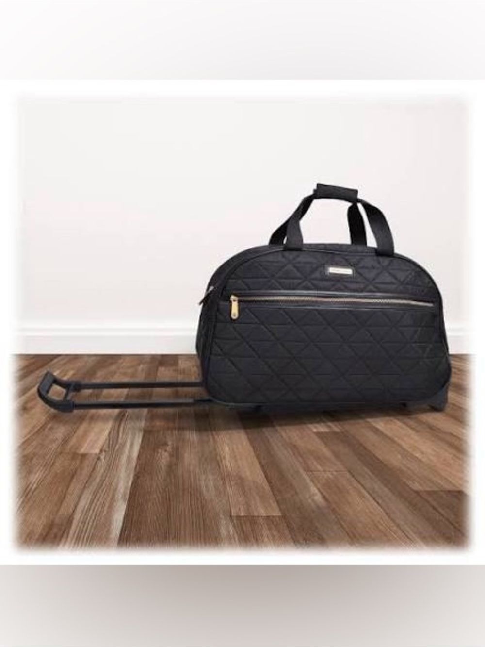 Adrienne Vittadini Black Quilted Duffel Travel Bag Large NWT